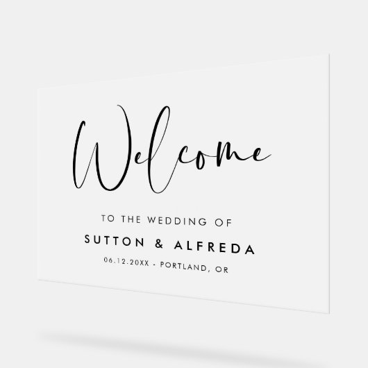 Elegante & moderne bruiloft welkom Frosted Acryl Bord (Hoek)