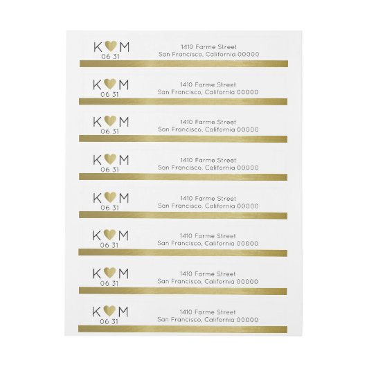 Elegante moderne bruiloft wit omwikkelbaar adreslabel (Vel)