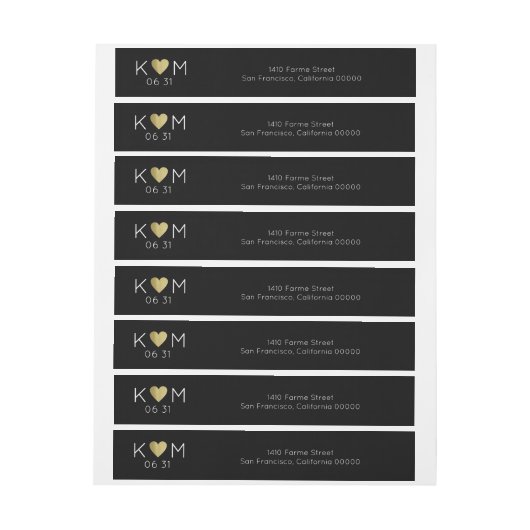 Elegante & moderne bruiloft zwart omwikkelbaar adreslabel (Vel)