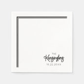 Elegante moderne bruiloft zwart-wit servet (Voorkant)