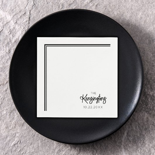 Elegante moderne bruiloft zwart-wit servet