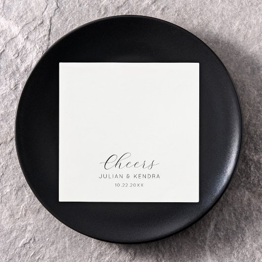 Elegante moderne bruiloft zwart-wit servet