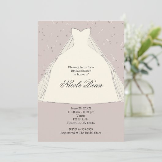 Elegante moderne bruiloftillustratie jurk kaart (Staand voorkant)