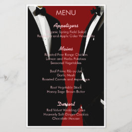 Elegante moderne bruinrode trouwmenu voor homoseks