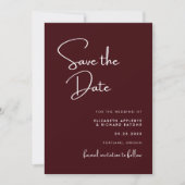 Elegante & Moderne Burgundy Bruiloft Save The Date (Voorkant)