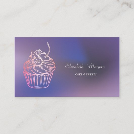 Elegante Moderne Cake Sweets,Cupcake Paars Visitekaartje (Voorkant)