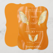 Elegante moderne ​caramel ​trouwuitnodiging