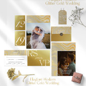 Elegante moderne champagne gouden bruiloft uitnodi kaart