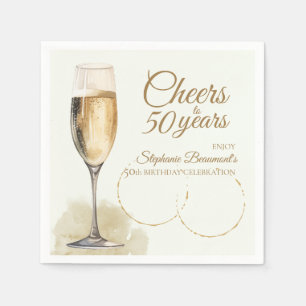 Elegante Moderne Champagne Proost 50e Verjaardag Servet