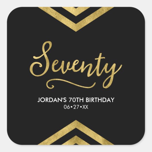 Elegante moderne Chevron geometrische 70e verjaard Vierkante Sticker (Voorkant)