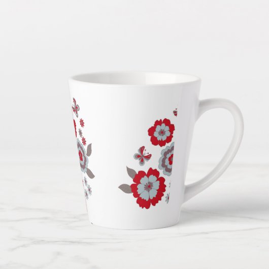 Elegante Moderne Chic Bloem Latte Mok (Rechts)