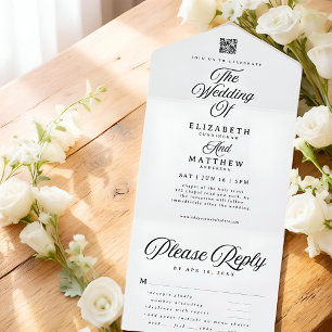 Elegante Moderne Chic Eenvoudige QR Maaltijd Optie All In One Uitnodiging