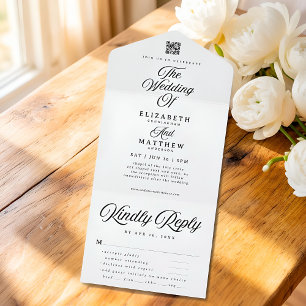 Elegante Moderne Chic Eenvoudige QR Maaltijd Optie All In One Uitnodiging