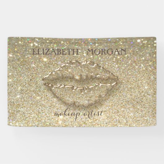 Elegante moderne chic glitterige bokeh,lippen spandoek (Horizontaal)
