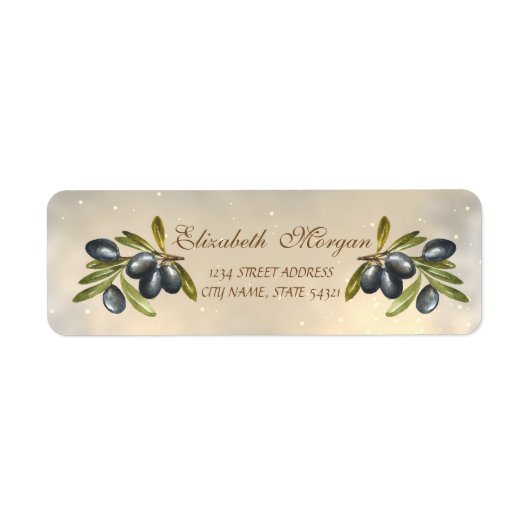 Elegante Moderne Chic Olijftakken Etiket (Voorkant)