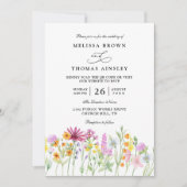 Elegante moderne chic QR-code trouw met wilde bloe Kaart (Voorkant)