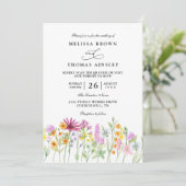 Elegante moderne chic QR-code trouw met wilde bloe Kaart (Staand voorkant)