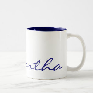 elegante moderne chic trendy monogram blauw tweekleurige koffiemok