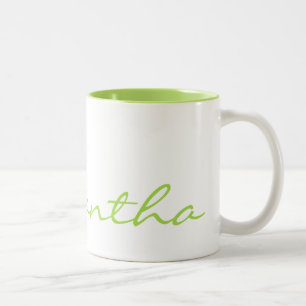 elegante moderne chic trendy monogram groen tweekleurige koffiemok