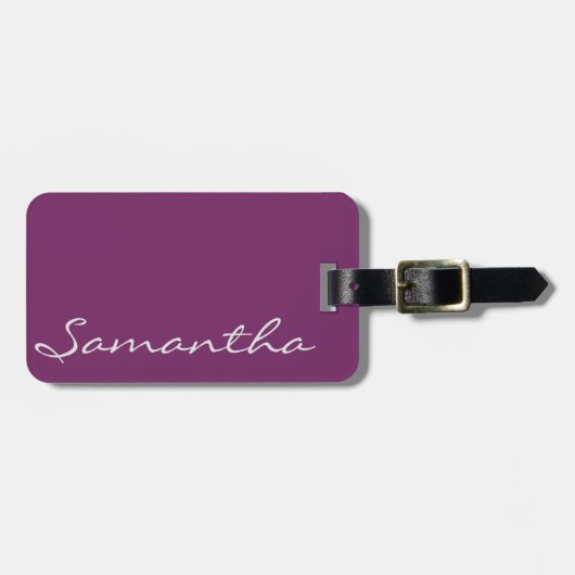 elegante moderne chic trendy monogram paars bagagelabel (Voorkant horizontaal)