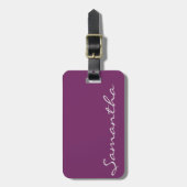 elegante moderne chic trendy monogram paars bagagelabel (Voorkant verticaal)