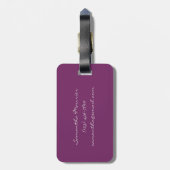 elegante moderne chic trendy monogram paars bagagelabel (Achterkant verticaal)