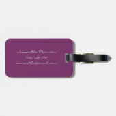 elegante moderne chic trendy monogram paars bagagelabel (Achterkant horizontaal)