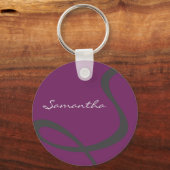 elegante moderne chic trendy monogram paars sleutelhanger (Voorkant)