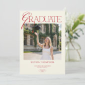 Elegante moderne chic typografie foto afstuderen kaart (Staand voorkant)