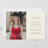 Elegante moderne chic typografie foto afstuderen kaart (Achterkant)