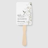 Elegante moderne Chinoiserie Floral bruiloft progr Handwaaier (Voorkant)