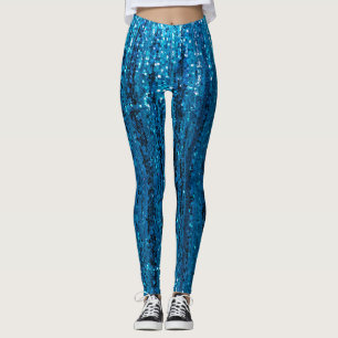 Elegante moderne chique blauwe Glitter Sparkle pai Leggings