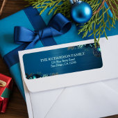 Elegante moderne chique blauwe kerst retour adres etiket