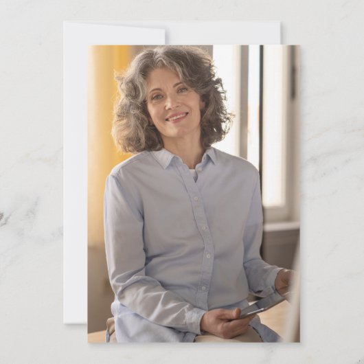 Elegante moderne chique bloem pensioen partij foto kaart (Achterkant)