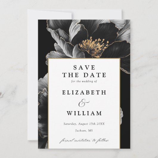 Elegante moderne chique bloemenbruiloft save the date (Voorkant)