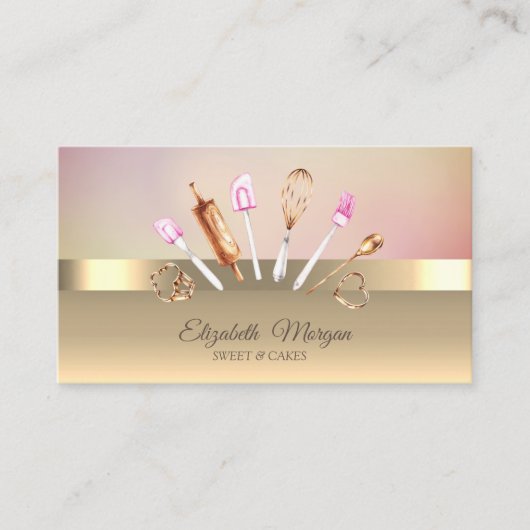 Elegante moderne chique gouden bakkerijgereedschap visitekaartje (Voorkant)