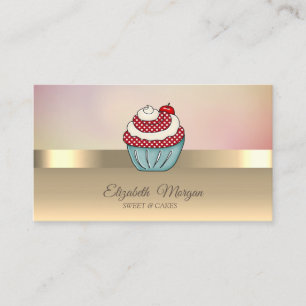 Elegante moderne chique gouden cupcake kersen visitekaartje