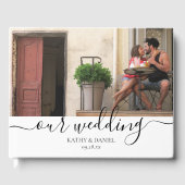 Elegante moderne chique handgeschreven foto bruilo gastenboek (Voorkant)