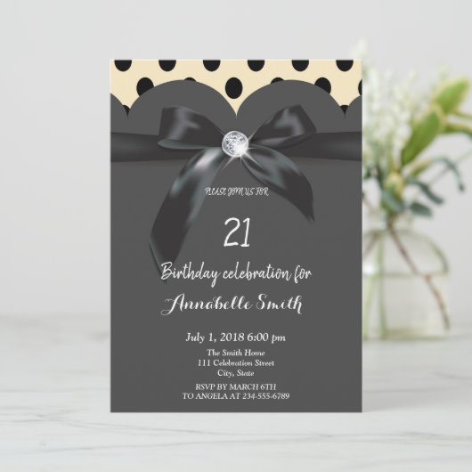 Elegante moderne chique lint Verjaardag Kaart (Staand voorkant)