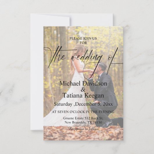 Elegante moderne chique script 4 foto's bruiloft kaart (Voorkant)