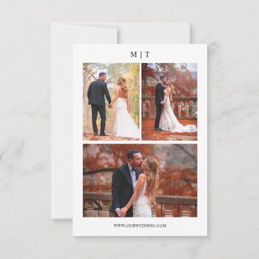 Elegante moderne chique script 4 foto's bruiloft kaart (Achterkant)