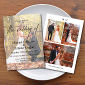 Elegante moderne chique script 4 foto's bruiloft kaart