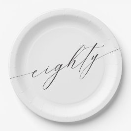 Elegante moderne chique script 80ste verjaardag papieren bordje