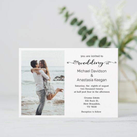 Elegante moderne chique script minimale foto bruil kaart (Staand voorkant)
