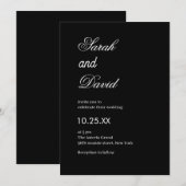 Elegante moderne chique tekst zwart-wit bruiloft kaart (Voorkant / Achterkant)