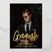 Elegante moderne chique typografie afstudeerfeest folie uitnodiging (Voorkant)
