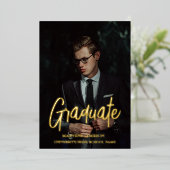 Elegante moderne chique typografie afstudeerfeest folie uitnodiging (Staand Voorkant)