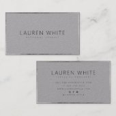 Elegante moderne chique zilveren minimalistische g visitekaartje (Voorkant / Achterkant)