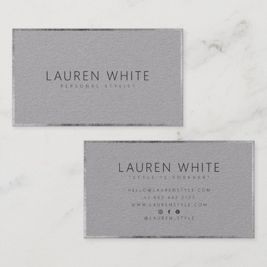Elegante moderne chique zilveren minimalistische g visitekaartje (Voorkant / Achterkant)