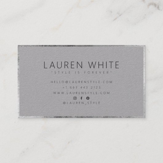 Elegante moderne chique zilveren minimalistische g visitekaartje (Achterkant)